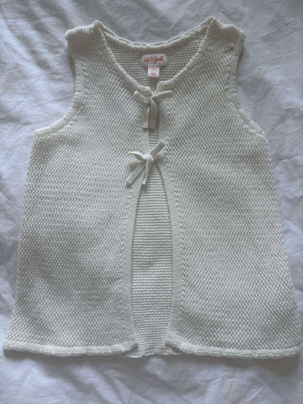 Cat & Jack Kids Ivory Knit Tie-Front Top, size XL